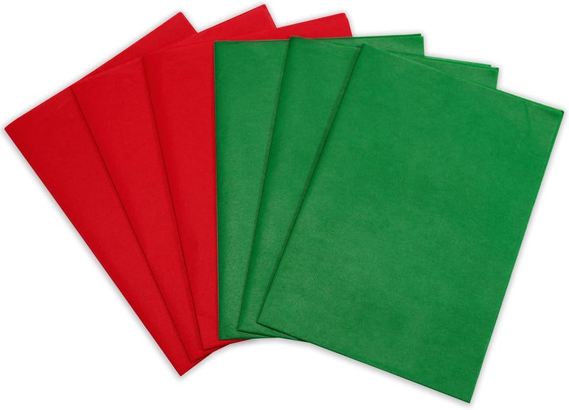 ROSYJUNE 36 Sheets Red and Green Tissue Paper for Gift Bags, 20" x 14" Christmas Tissue Paper for Birthday Party Holiday Decoration DIY Craft - Image 1